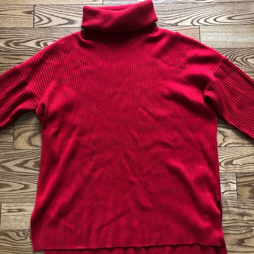Oversized red turtleneck